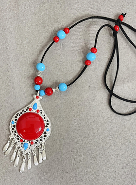 民族风手工制作毛衣链项链