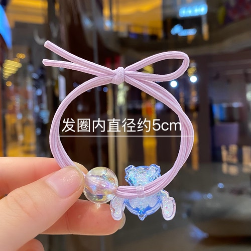 扎头发绳女儿童高弹力发光皮圈绑马尾橡皮筋可爱卡通夜光皮套发圈 - 图0