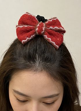 大蝴蝶结扎头发绳女红色新年布艺
