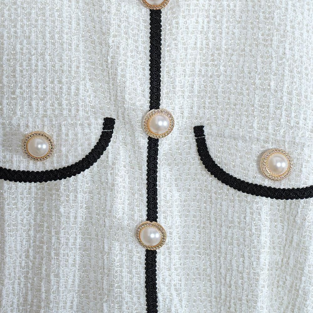 2026年春秋款新品女装中长款拼色圆领短袖钉珠连衣裙子修身简约潮,淘宝优惠券,粉丝福利购,淘宝优惠卷