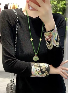祖母绿玉髓和田玉如意吊牌流苏吊坠沙金配件隔珠项链叠加多圈手串
