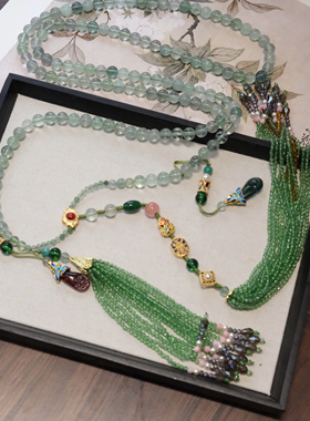 新中式国风长款斜挎斜挎链背背链项链的复古纯手工气质配饰