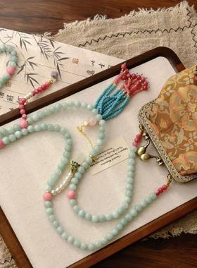 新中式斜挎链璎珞长款国风项链串珠国风包包斜挎百搭斜挎包链