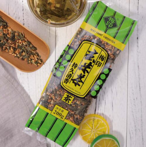日式玄米茶梅印玄米茶200g正宗蒸清绿茶袋装泡茶日式茶糙米茶 - 图1