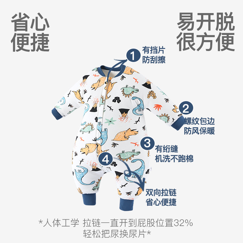 婴儿睡袋秋冬夹棉宝宝加厚防踢被新生儿连体多功能长袖拉链式睡衣,淘宝优惠券,粉丝福利购,淘宝优惠卷