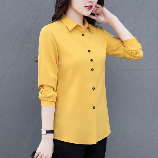 Slim plus size long sleeve chiffon red shirt business wear