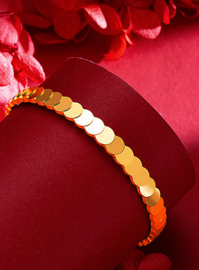 越南沙金时尚手环高感蹦迪爆闪台阶鱼鳞手镯女镀金镯子仿黄金首饰