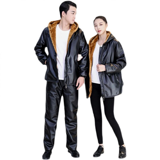 Herren-Motorradjacke aus samtverdicktem Leder