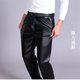 Men's leather pants, the elderly loose windshield, warm, velvet thick waterproof motorcycle takeaway motorcycle -resistant work pants