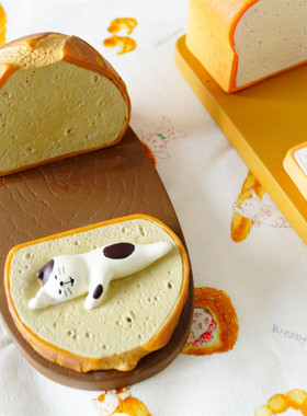 美味吐司面包平板树脂三花猫