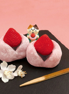 日式风三花猫樱花猫公仔摆件