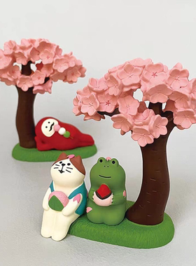 猫部杂货 樱花季赏樱举杯狂欢猫咪树脂可爱摆件家居车载迷你公仔