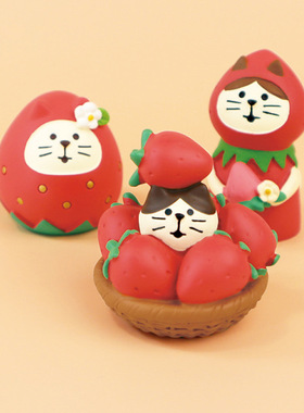 杂货草莓猫咪蛋糕甜点可爱摆件