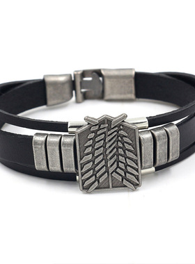 Temu热卖卡通动漫系列 进击的巨人手镯 男士创意手链 朋克手饰