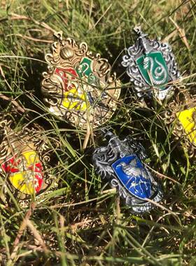 哈利波特学院徽章胸针项链 格兰芬多吊坠立体标志胸针动漫钥匙扣