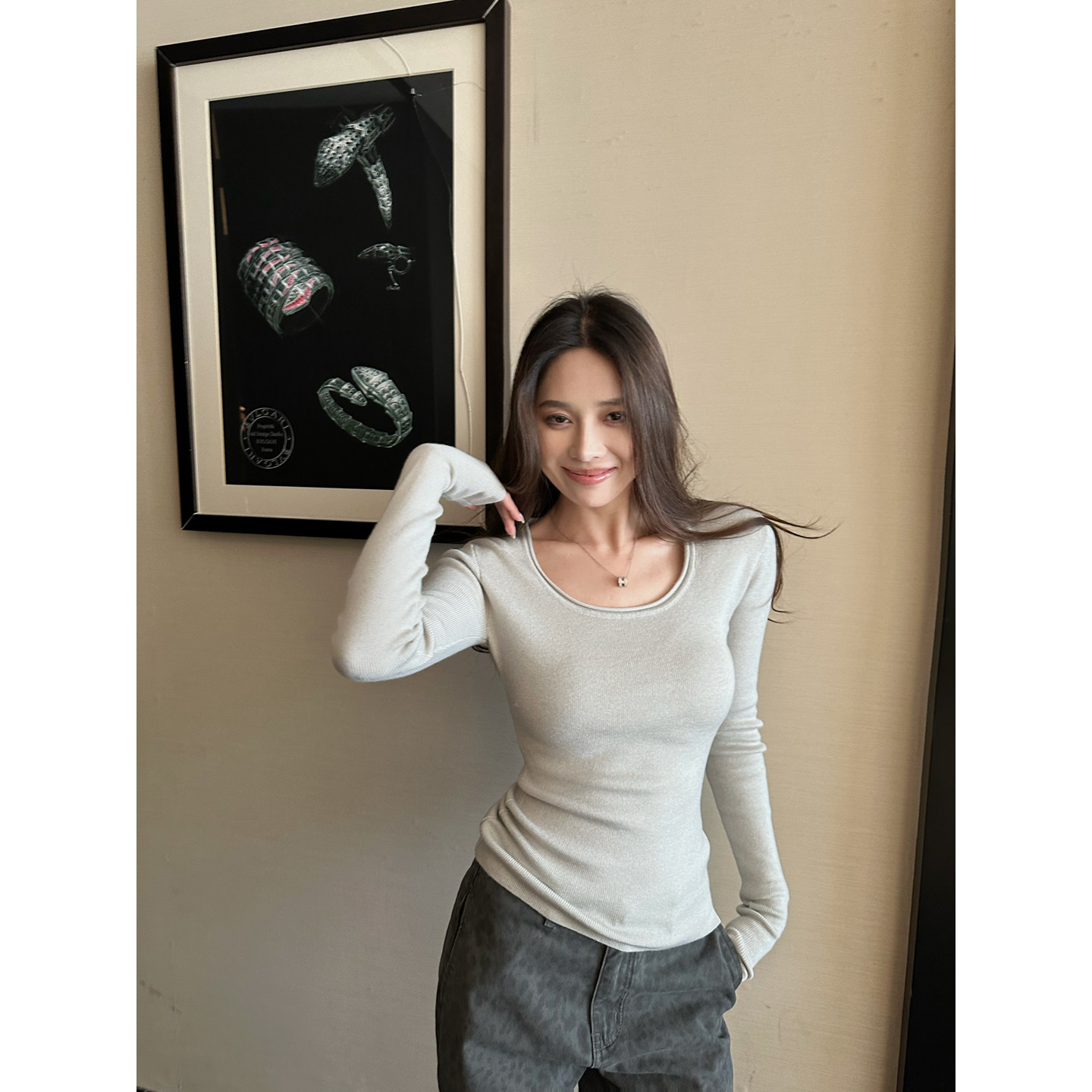 NanaByNana【轻奢舒适】卷边蚕丝羊毛针织衫女冬百搭慵懒打底上衣,淘宝优惠券,粉丝福利购,淘宝优惠卷