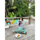 NanaByNana Matcha Mint Tencel ສີຂຽວ Striped Pants ແມ່ຍິງພາກຮຽນ spring ຊື່ກ້ວາງຂາບາດເຈັບແລະ Pants