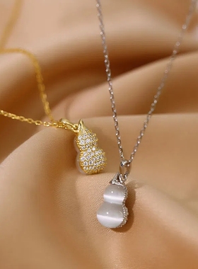 猫眼石925银女小众设计纯银项链