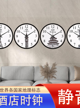 酒店宾馆旅社欧式复古挂钟静音表