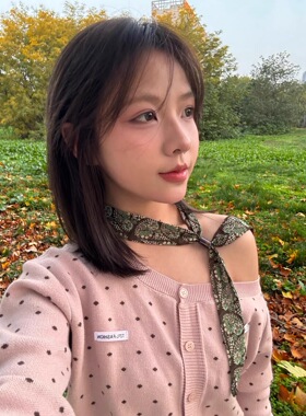 女神韩系脖饰衬衫复古串珠菱形格纹小丝巾项链高级感挂脖配饰腰饰