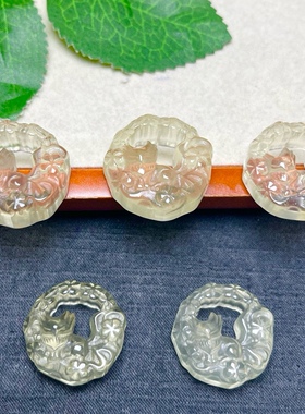 新品天然黄水晶镂空九尾配件手工diy手链手串饰品