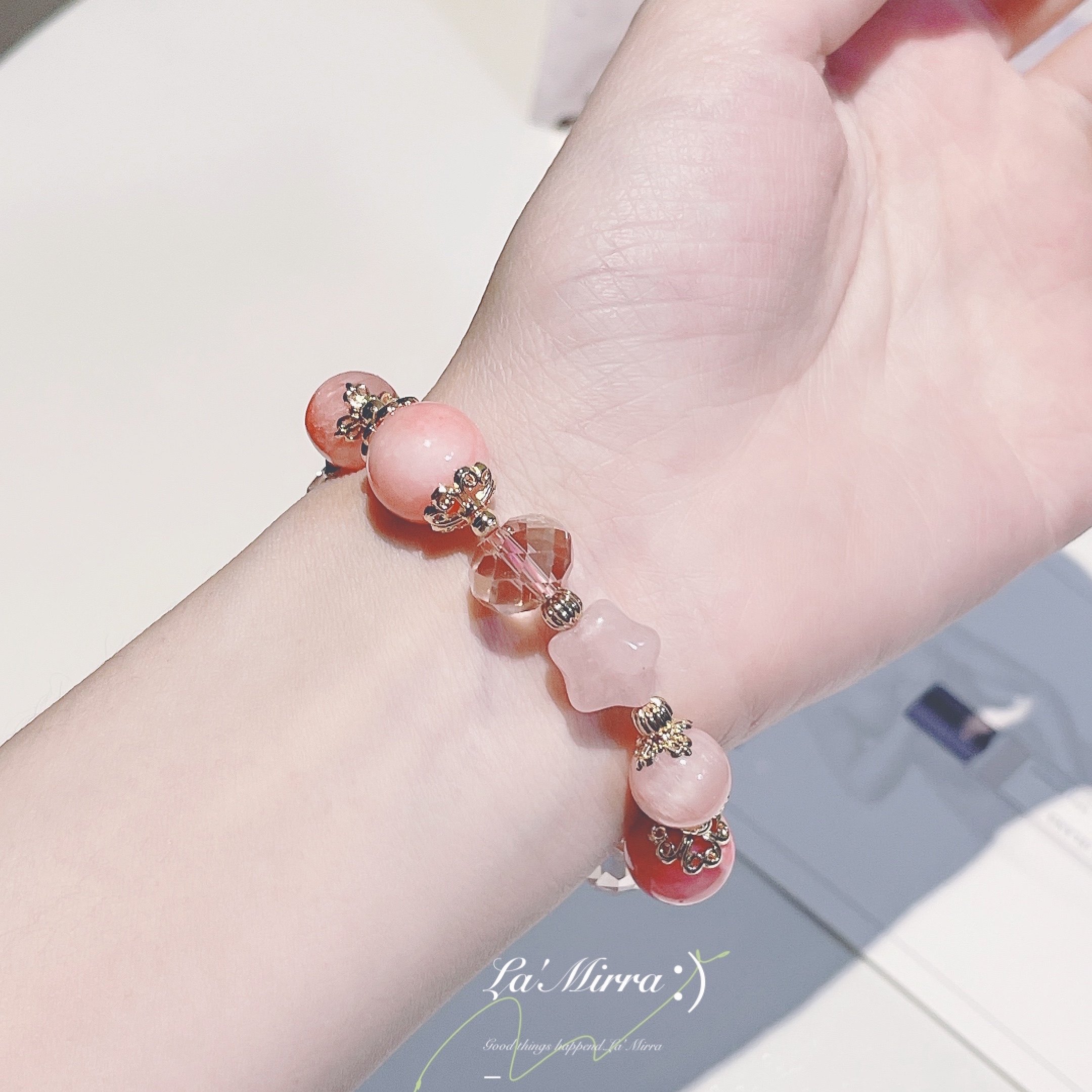 奶油阿拉善玛瑙天然马粉水晶招桃花草莓星空手链ins原创手串女,淘宝优惠券,粉丝福利购,淘宝优惠卷