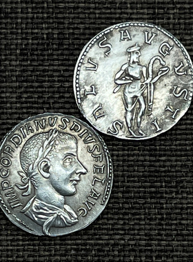 罗马皇帝人像健康女神古币银吊坠