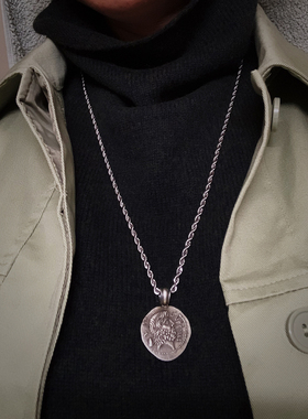 魔羯座古币吊坠希腊神话银币项链