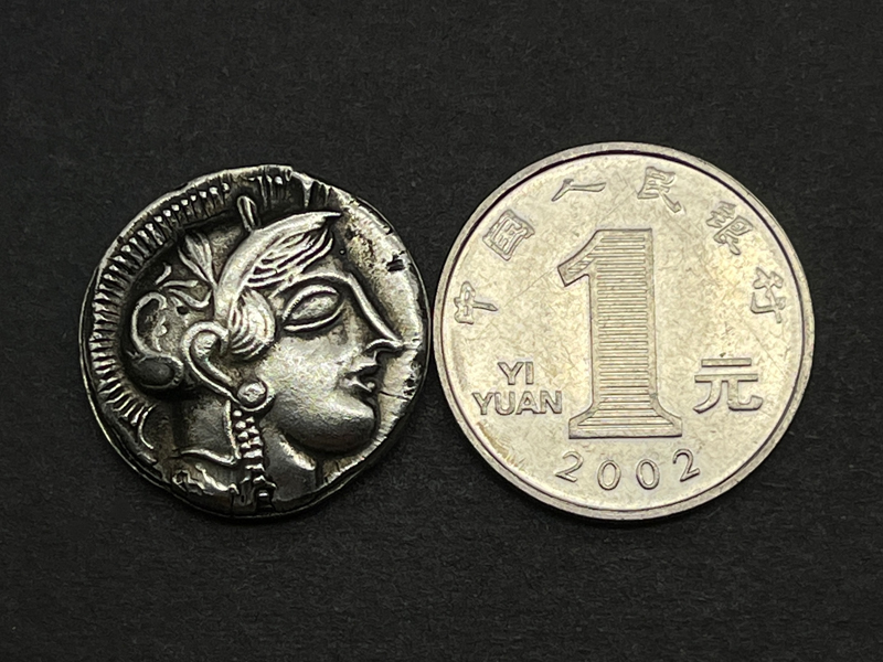 复刻希腊银币镀银智慧女神雅典娜项链猫头鹰古币吊坠水瓶座守护神-图1