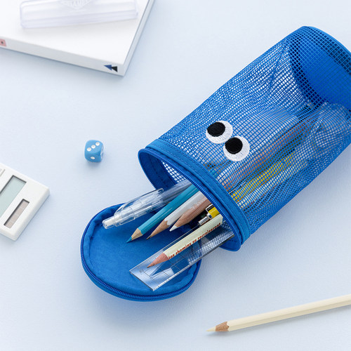 韩国Livework可爱大眼睛网眼笔袋大容量学生文具收纳包化妆洗漱包 - 图1
