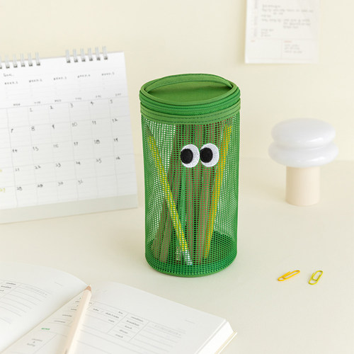 韩国Livework可爱大眼睛网眼笔袋大容量学生文具收纳包化妆洗漱包 - 图0