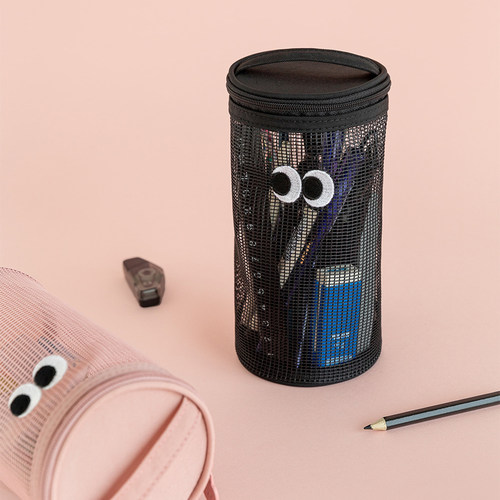 韩国Livework可爱大眼睛网眼笔袋大容量学生文具收纳包化妆洗漱包 - 图3