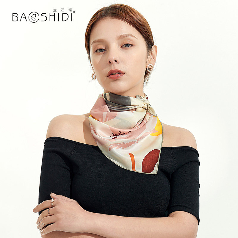 宝石蝶新品100%桑蚕丝中小女丝巾 宝石蝶服饰围巾/丝巾/披肩