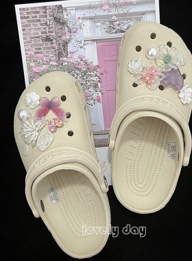 [繁樱绽放]轻奢高级感纯crocs鞋花diy野兽狂想派洞洞鞋扣卡骆驰粉