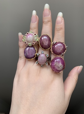 欧美天然红宝石925银戒指