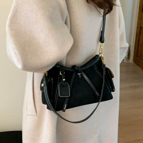 复古小众手提机车包包女2025秋冬季新款潮流单肩腋下包百搭斜挎包 - 图2