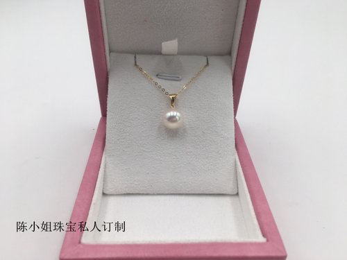 天然淡水珍珠白透粉18K金简单加厚瓜子扣金色珍珠吊坠 - 图1