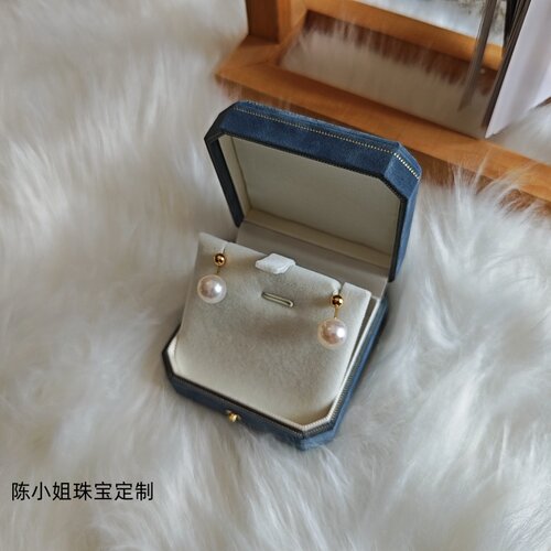 18k金黄金两用珍珠耳环耳钉天然正圆一款二戴乔妹同款金豆耳坠女 - 图2