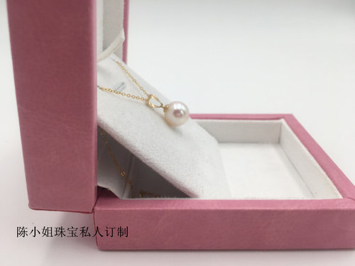 天然淡水珍珠白透粉18K金简单加厚瓜子扣金色珍珠吊坠 - 图3