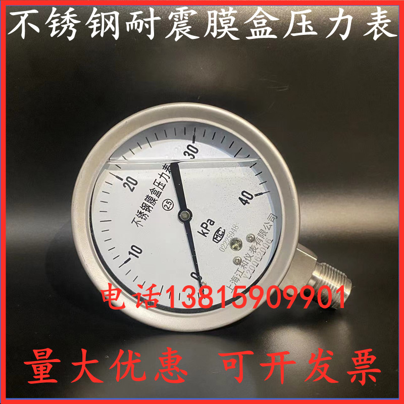 YNE100BF耐//100kpa16ye100bf-4025上海震/膜盒压力表 600/不锈钢-图2