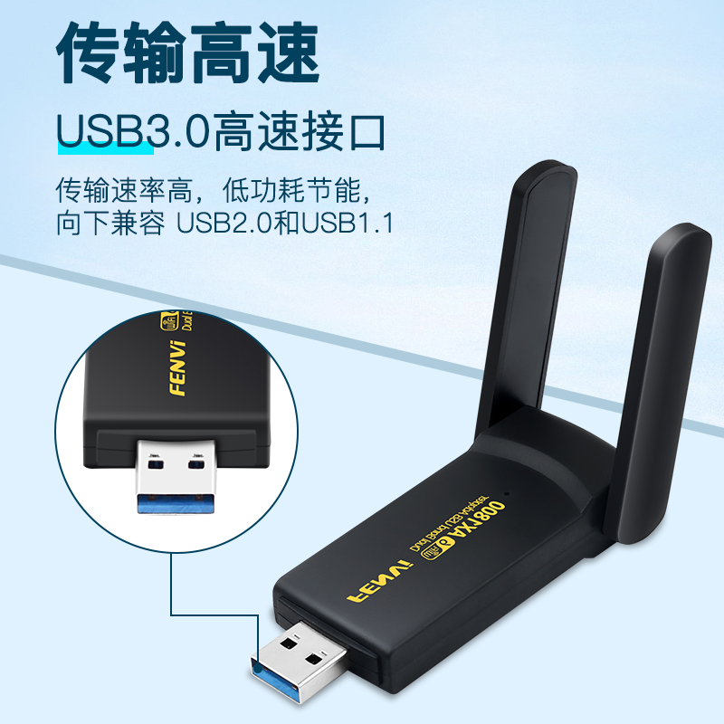 FENVI WiFi6无线网卡USB千兆5G双频AX1800M台式机电脑外置USB接口无线信号wifi接收器 - 图0