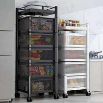 Mobile Small Cart Kitchen Swivel Shelve Shelf Floor Containing Shelf Home Living Room Snack Shelf Multilayer Vegetable Basket