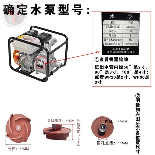 柴油汽油机铝自吸水泵配件2寸 3寸 4寸叶轮 168F170F抽水机涡流轮 - 图0