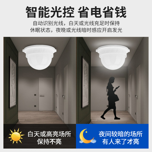 LED声控灯声光控雷达人体感应一体过道走廊楼道延时吸顶灯泡节能 - 图1