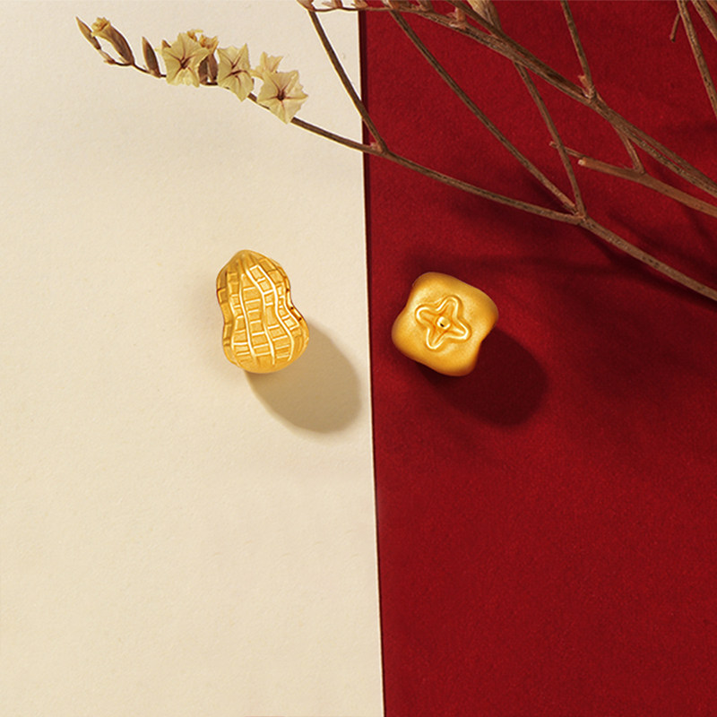 明牌珠宝串珠足金3d硬金好柿转运珠 明牌珠宝手饰