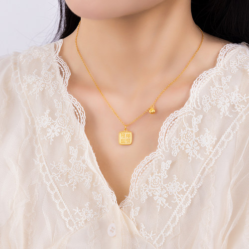 明牌珠宝好柿珍珠链古法黄金珍珠项链 足金新中式锁骨链AFB0426 - 图3