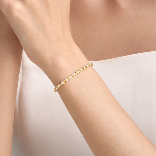 明牌珠宝黄金月华星眸手链t足金猫眼珠珍珠镶嵌珠事欢手饰AFK0412 - 图3