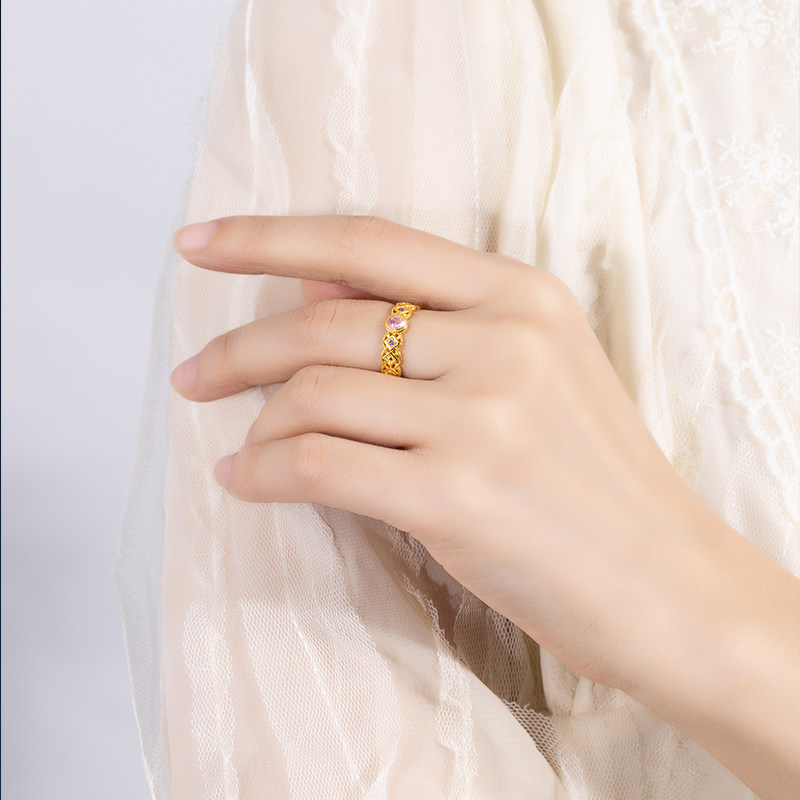 明牌珠宝5G黄金流紫浮华戒指 足金锆石镶嵌固口女款指圈AFM0402,淘宝优惠券,粉丝福利购,淘宝优惠卷