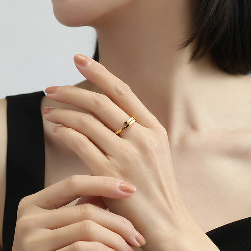 明牌珠宝黄金开口戒指 足金活口女士戒时尚简约拥抱女戒AFM0225 - 图3