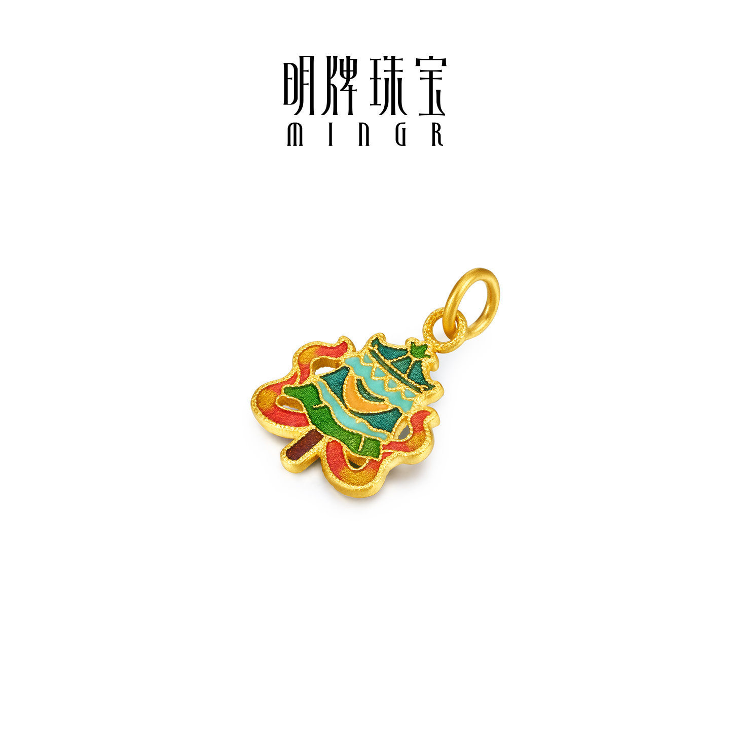 明牌珠宝八瑞相黄金吊坠 足金珐琅彩吉祥八宝胜利幢挂件AFC0893,淘宝优惠券,粉丝福利购,淘宝优惠卷